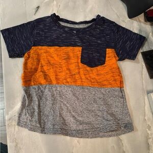 Kids Color Block T-Shirt - Orange, Navy, and Gray